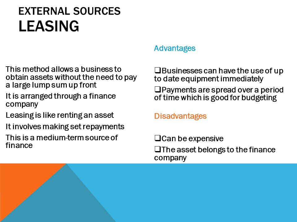 External sources of finance for start ups